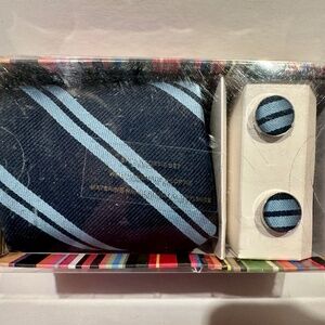 Navy & Blue Tie, Cufflinks, and Handkerchief set.